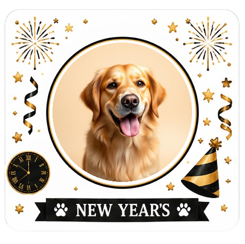 New Year's themed pet treat border