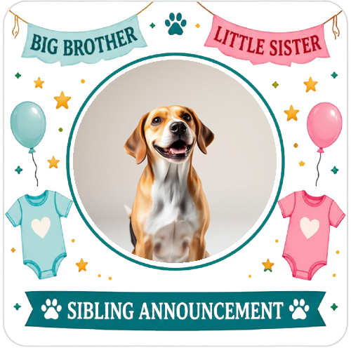Sibling Announcement themed pet treat border